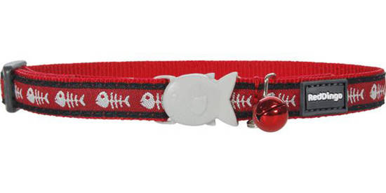 Picture of Red Dingo Cat Collar - Red/Fish bone - 20-32cm